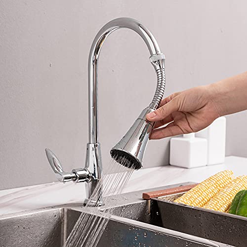 Image of Kitchen Faucet Head Replacement, Kitchen Sink Faucet Parts, Pull Down Faucet Sprayer Head Nozzle, Stream Spray and Pause Mode Can Rotate 360(Faucet with Nozzle, Set of 2)
