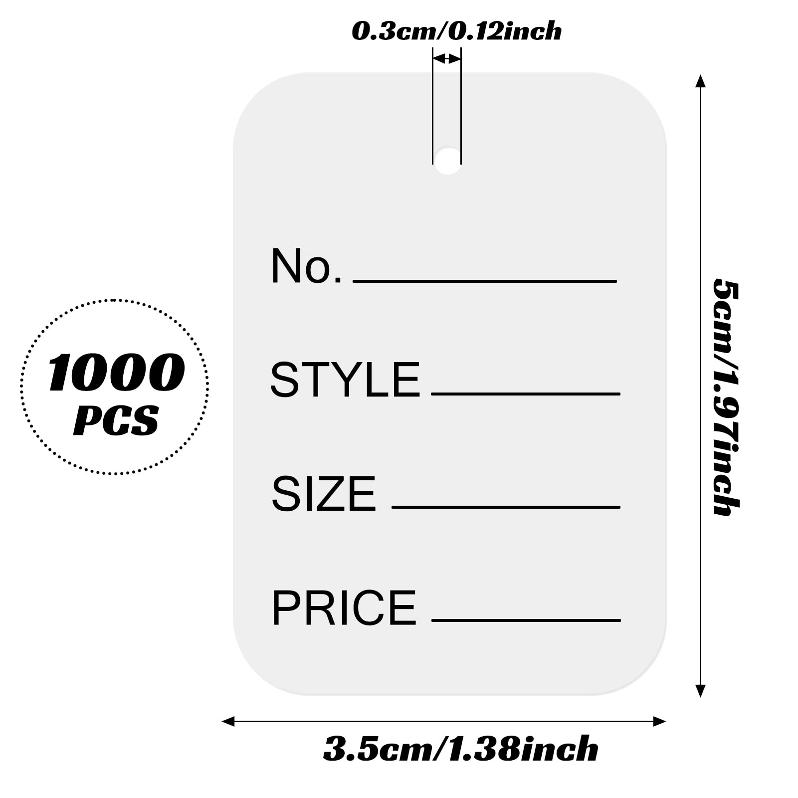 prijskaartje 50x30mm, met perforatie en bedrukking