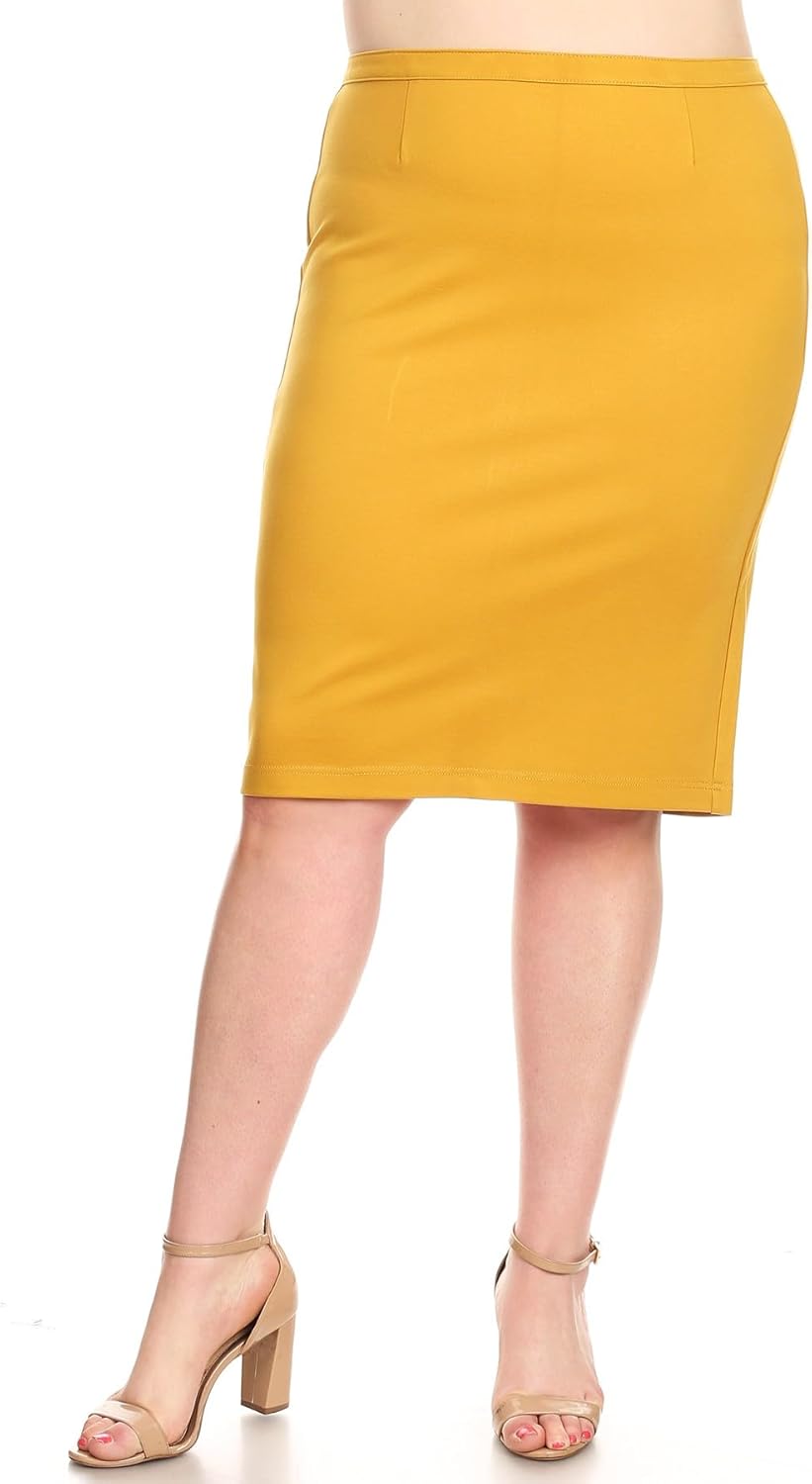 BE-GIRL Women's Knee Length Pencil Skirt, Mid Waist with Back Zipper