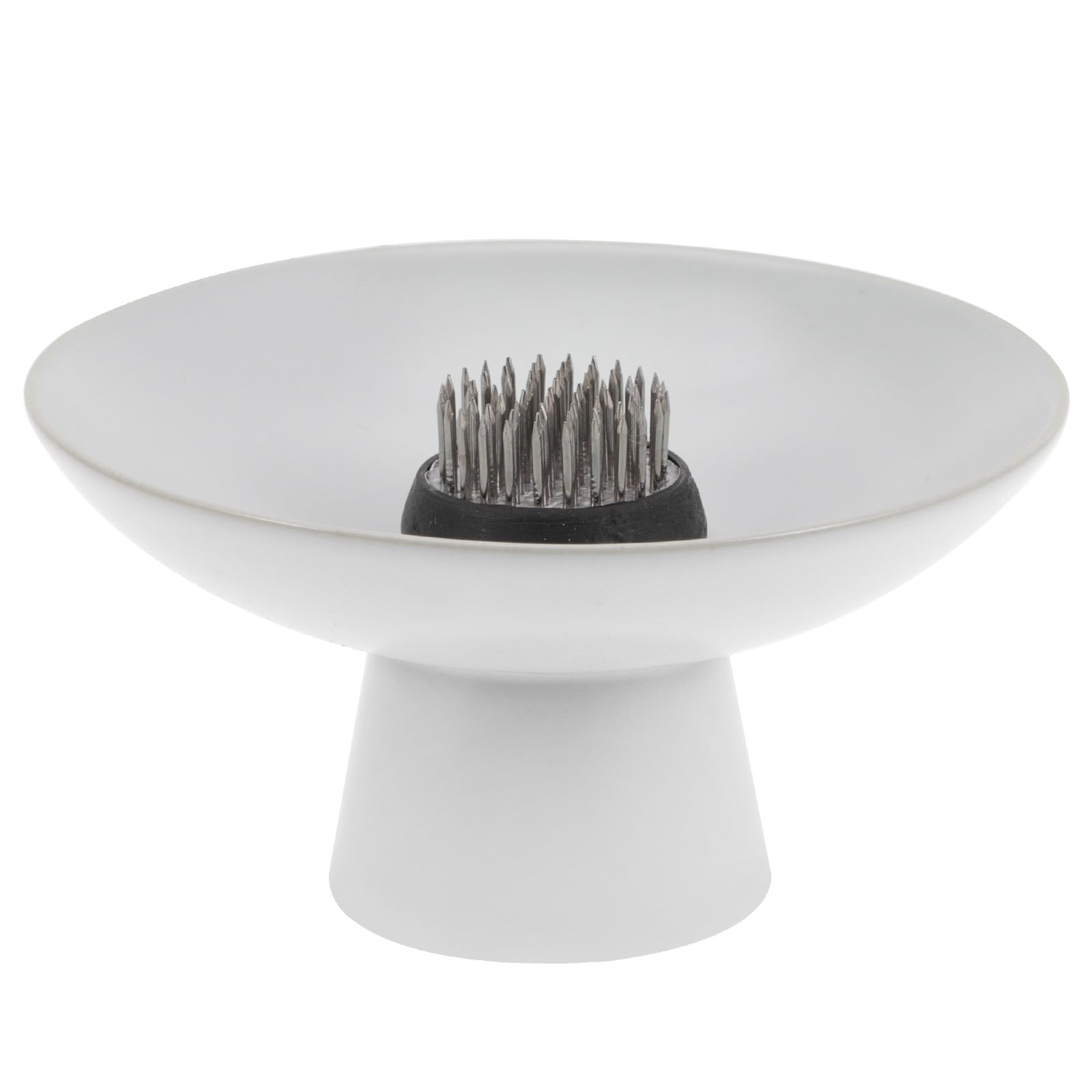 Florero de cerámica blanco D34 con base de acero para arreglos zen