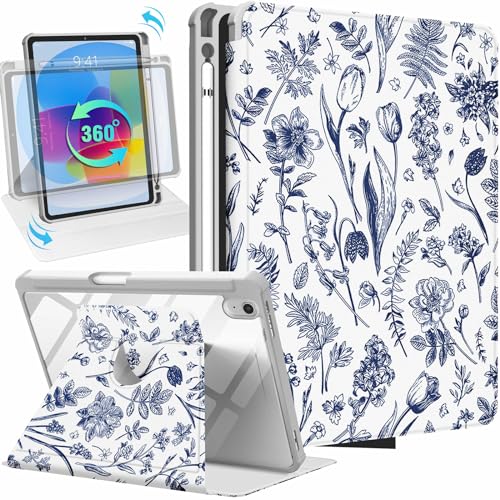 Funda para iPad de 10ª generación 10.9 azul con soporte para lápiz Uppuppy