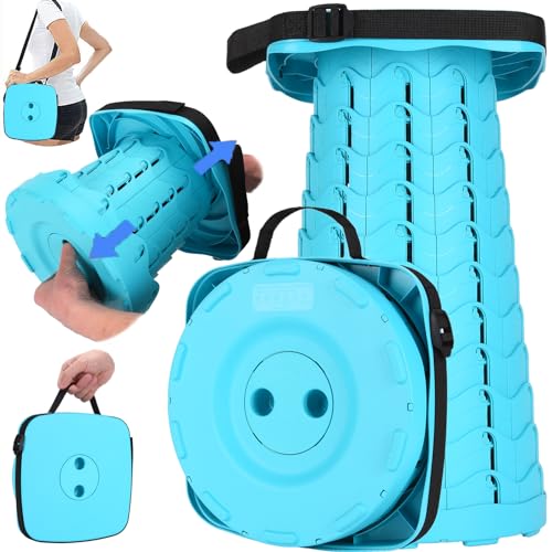 Image of Fishboy Upgraded Collapsible Stool, 400lbs Max Weight, Lightweight But Sturdy, Portable Retractable Folding Telescoping Foldable Camping Stool for Adults Outdoor Fishing Hiking BBQ