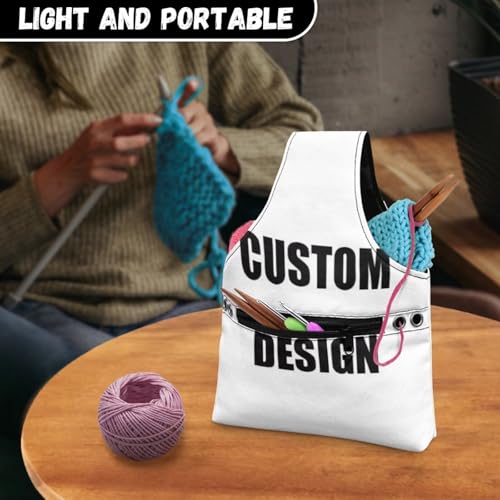 Image of KUIFORTI Custom Design Yarn Bag Holder Crochet Bag Knitting Accessories Yarn Project Bag Yarn Tote Yarn Bags for Crocheting on The Go Small Size