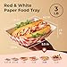 Fit Meal Prep 250 Pack 3 lb Paper Food Trays Heavy Duty Disposable Hot Dog Trays, Paper Food Boat Red Check Nacho Tray for Parties, Fairs, Picnics, Carnivals – Holds Tacos, Fries, Grease Resistant