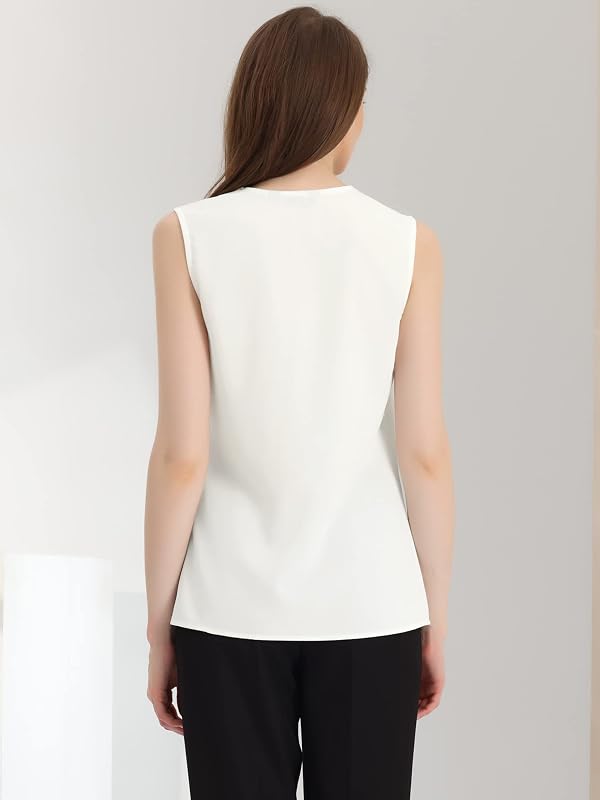 Allegra K Women's Work Sleeveless Blouse Business Casual V Neck Tank Tops X-Small White by Allegra K - Used condition - Image 7
