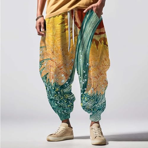 Men's Baggy Harem Pants Loose fit Yoga Beach Pants Drawstring Baggy Joggers Hip Hop Aladdin Boho Drop Crotch2