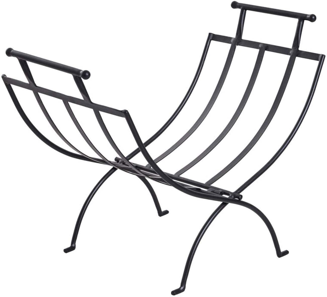 Range-bûches intérieur robuste en acier noir pour stockage de bois