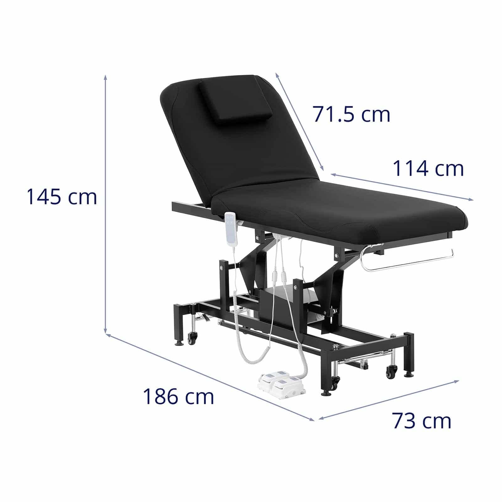 Physa Physa Lyon Black_PH Table De Massage Professionnelle Électrique Lit De Massage Table De Soin Kiné 2 Moteurs Noir 200 kg