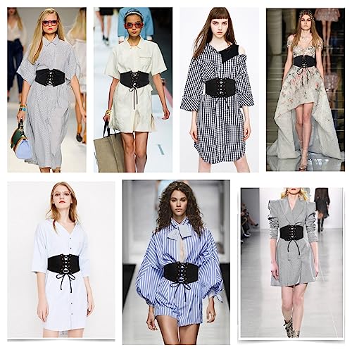 Women's Waist Cincher Belts Wide Elastic Lace Up Tied Waspie Corset for Tummy Control Shapewear Costume Accessories4