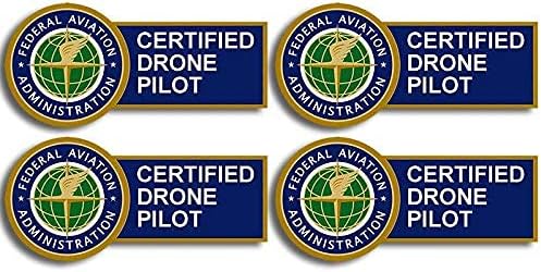 4-Pack: Certified Drone Pilot Sticker (FAA Vinyl Fly Decal Flying Aviation Set Pack (1 x 2 inch Each)