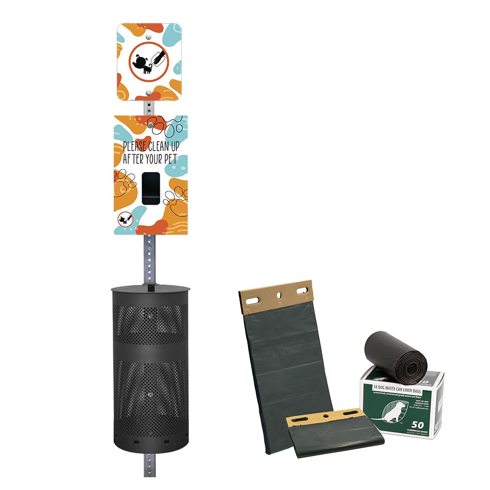 Dispense-Art™ Collection Abstract Paw - Custom UV Printed Design on Rust-Proof Aluminum Dog Waste Station with 400 MittN Dog Waste Bags & 25 can