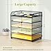 VIEERINN 5 Tier Paper Letter Tray Organizer with Handles, Mesh Desk File Organizer Metal Paper Sorter Holder, Desktop Document Shelf Tray Storage Organization for Office School Home