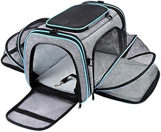 Maskeyon Airline Approved Pet Carrier, Large Soft Sided Pet Travel TSA Carrier 4 Sides Expandable Cat Collapsible Carrier with Removable Fleece Pad and Pockets for Cats Dogs and Small Animals