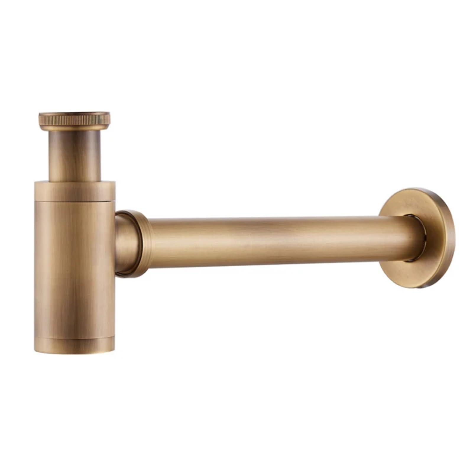 Sifone di scarico per lavabo in ottone anticato, attacco a parete, sifone a P, per bagno, lavandino, lavandino, ideale per rinnovamenti e aggiornamenti del bagno