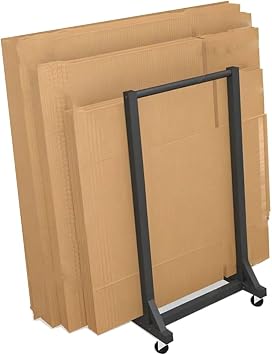 Cardboard Recycling Organizer,Metal Carton Cart Stand,Wheeled Storage for Commercial Shipping Station