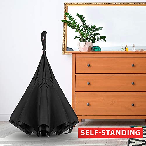 Repel Umbrella Inverted Umbrella For Rain - Windproof Reverse Umbrella W/ 8 Fiberglass Reinforced Ribs - Easy Open/Close Upside Down Umbrella - Large Inside Out Umbrella For Rain And Uv Protection #TOP2