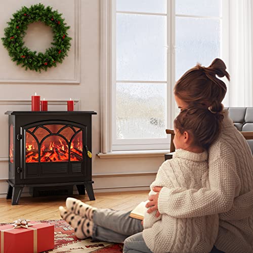 26.4\" Electric Fireplace Heater Freestanding Fireplace Space Heater [750/1500W] [Hidden Console] [Overheating Protection] for Living Room Bedroom - Thumbnail 3