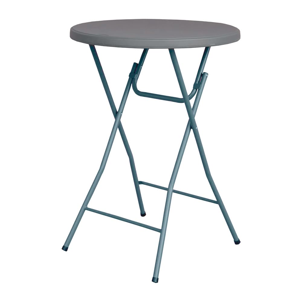 EME Mesa Alta Plegable Catering, Color Gris Oscuro, Dimensiones Ø80x110cm Mesa Plegable Tipo Cocktail Material Polietileno de Alta Densidad Apta para Eventos de Interior y Exterior