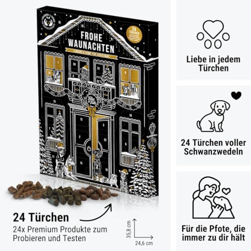 Tales & Tails Adventskalender für Hunde 24 Türchen - perfekt für eure Bindung in der Vorweihnachtszeit - Leckerli, softes Trockenfutter, funktionale Snacks