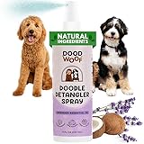 Dood Woof Dog Detangler Spray Dematting for Doodle - Natural Dog Leave in Conditioner Spray for Grooming and Mat Removal, Detangler Spray for Dogs Matted Hair, Puppy Poodle Detangler & Grooming