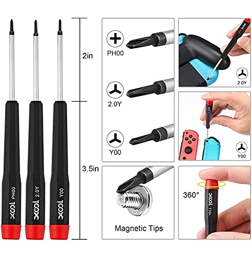 Xool Tri Tip Screwdriver, 17 In 1 Professional Screwdriver Game Bit Repair Tools Kit For Switch Joycon Ps3 Ps4 Ps5 Xbox One 360 Gamebit Nes Snes Ds Wii Gba #TOP4