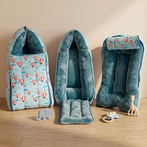 Image of Baybee 3-in-1 Baby Sleeping Bag & Carrying Bed | Velvet Cotton Carry Nest for New Born | Soft & Travel Friendly Sleeping Bag for Babies 0-6 Months (Blue)