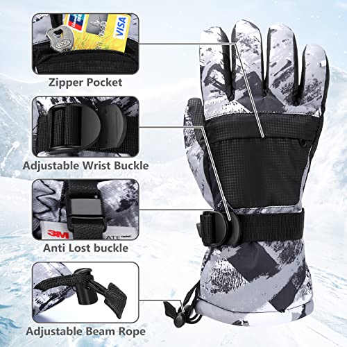 Image of Ski Gloves,Snow Gloves Waterproof Winter Warm Cold Weather Touchscreen Gloves for Parent& Child Kids Skiing,Snowboarding