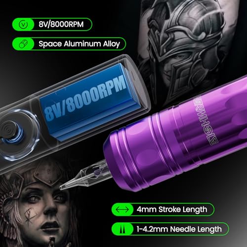 Image of Wormhole Tattoo Gun Kit Xtreme Tattoo Kit Black Tattoo Ink Wireless Tattoo Machine Kit 1,800 mAh Battery Tattoo Power Supply 20 Tattoo Cartridge Needles Multi-function Smart Tattoo Pen