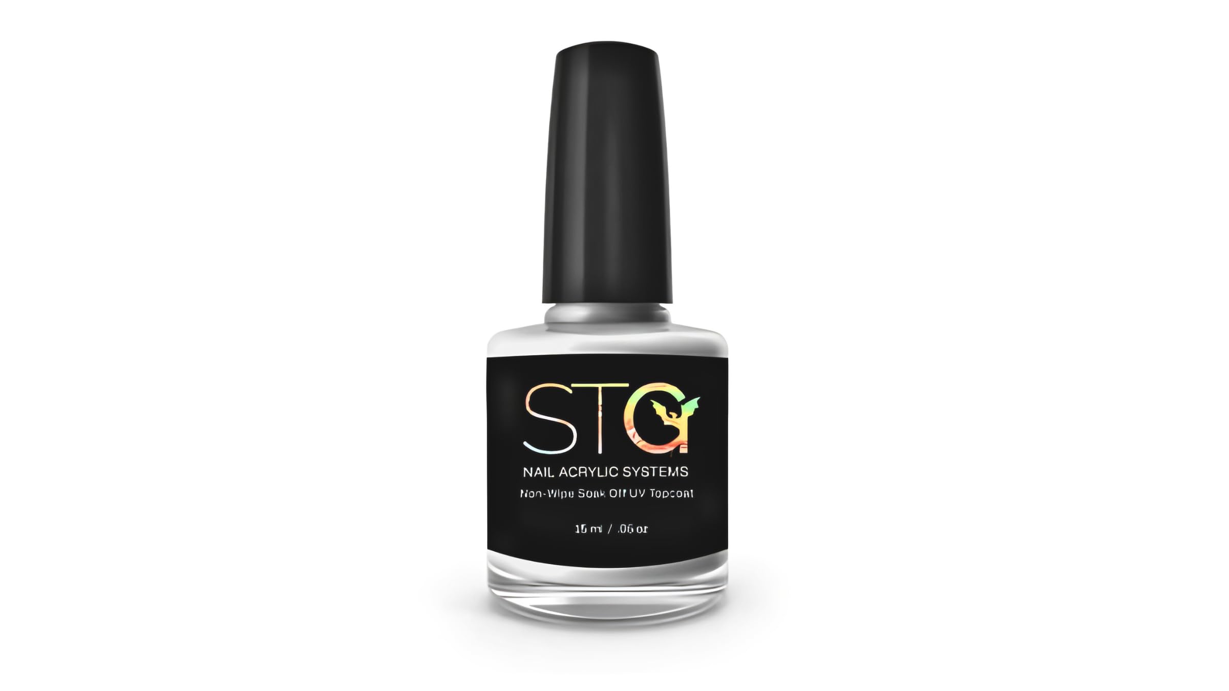 StG Nail Acrylic Systems Non-Wipe Soak-Off UV Topcoat - HEMA-Free, High Gloss, Chip Resistant, Medium Thickness, 15mL