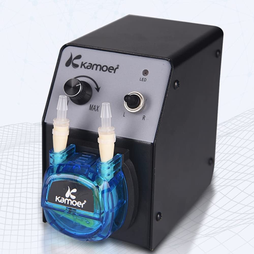 Bomba dosificadora peristáltica Kamoer de 12 V de velocidad variable pequeña con cabezal de bomba para experimentos químicos de laboratorio, tubo KCP PRO2 Norprene: 3,2 mm x 6,4 mm, 40-210 ml/min, con