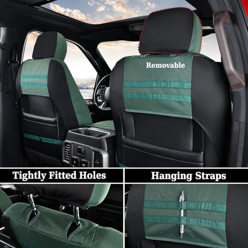 Image of Coverado Front Seat Covers, Waterproof Oxford Seat Protector for Car Seat Cushions for Kids & Dogs, Compatible with 2015-2026 Ford F150 & 2017-2026 Ford F250 F350 F450 (Green, 2PCS)