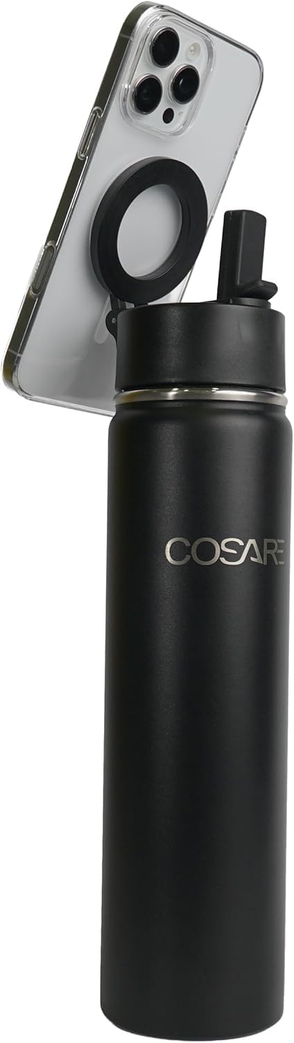 COSARE 25oz Magnetic Water Bottle – Stainless Steel Insulated Bottle with Leak Proof Lid – Reusable Double Wall Sports Bottle for Gym, Office & Travel – BPA-Free Hot & Cold Drink Thermos