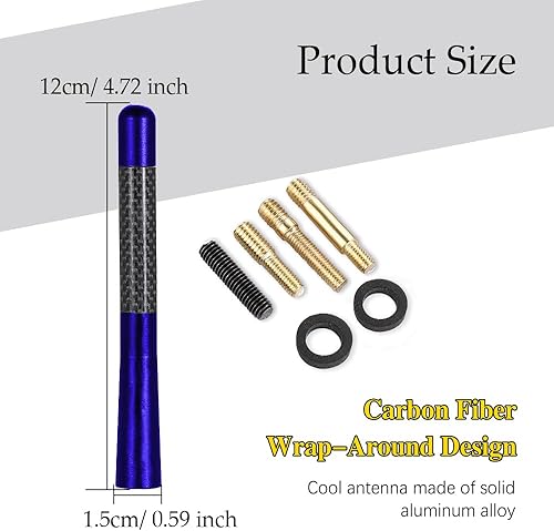 Miniatura 2 de Antena automotriz corta de fibra de carbono de 4.7 pulgadas, antena de radio de fibra de carbono corta, antena de fibra de carbono, reemplazo