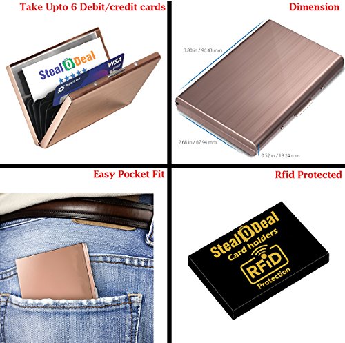 Stealodeal Rose Gold RFID Credit 6 Slot Card Holder for Men & Women Stainless Steel Wallet 9 51DtsqaI1oL