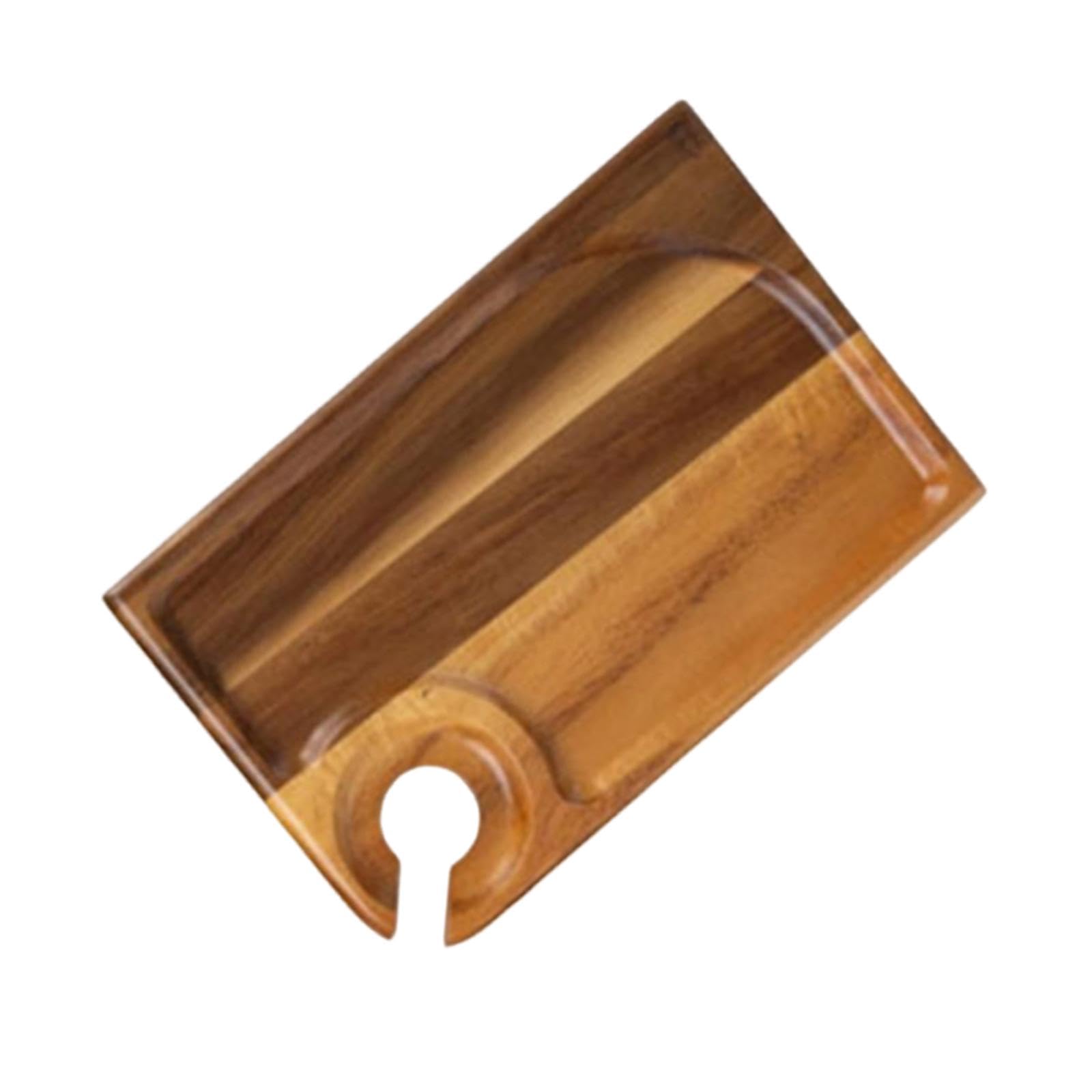 Prettiee Wooden Serving Tray with Drink Holder Rectangle Appetizer Platter & Cheese Board for Parties Restaurants Snacks & Entertaining Versatile Snack Serving Tray (Rectangle)