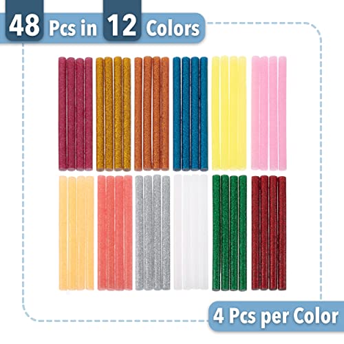 Mr. Pen- Glitter Hot Glue Sticks, 4"X0.27", 48 Pcs, Colored Hot Glue Gun Sticks, Mini Glue Sticks For Hot Glue Gun, Mini Hot Glue Sticks, Colored Glue Sticks, Small Glue Sticks, Hot Glue Sticks Bulk #TOP1