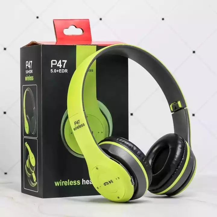 P47 Bluetooth Wireless Over-Ear Headphones with Microphone, SD Card Support, Foldable Adjustable Headset, Rechargeable for Mobile, Laptop & PC, Green-image-28
