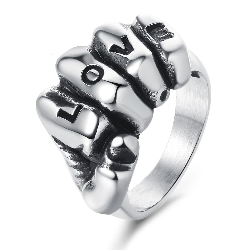 Bague de poing personnalisée avec inscription Love cadeau punk