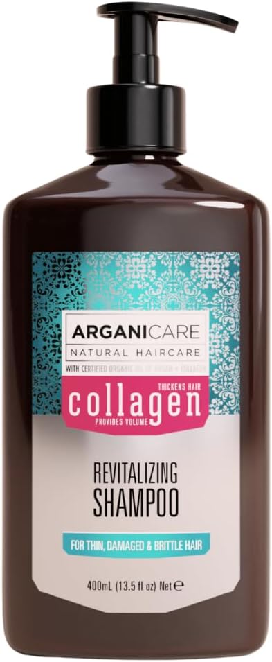 Arganicare | Collagen Revitalizing Shampoo | Thin, Damaged and Brittle Hair | Gentle Volume-Boosting Cleanse | Softness, Shine and Manageability | 400 ml