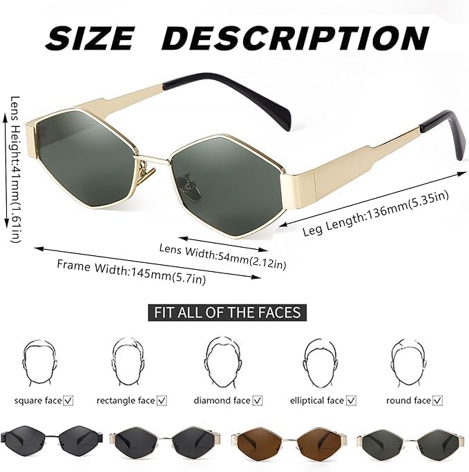 Image of Retro Hexagonal Sunglasses For Men & Women | Trending, Stylish & Durable Metal Frame Vintage 90s Sunglasses With UV 400 Protection Lenses