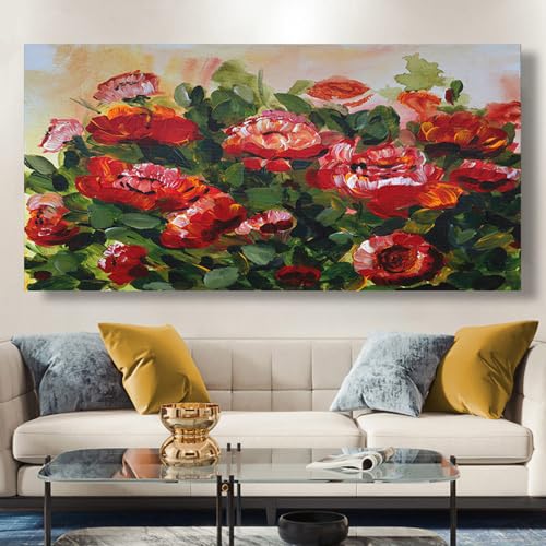 Art mural pour salon : peinture à l'huile safran extra large peinte à la main
