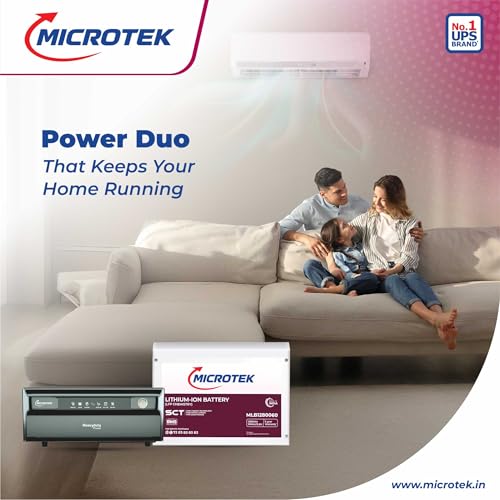 Image of Microtek Combo - Heavy Duty vTURBO NEW 1550 1250VA /1000W Digital Wave Inverter (12V) + 12.8V 100Ah LiFePO4 Deep Cycle Battery | Fast Charge | Fans, TV, Router Backup
