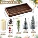 Cinnvoice Christmas Centerpiece Arrangement Set Rustic Wood Tray with LED Candles Artificial Christmas Floral Picks and Pine Cones in Wooden Box Tiered Tray Decor with Red Berries Mini Christmas Tree