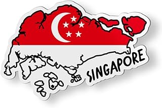 Singapore Map with Flag Magnet for Car Fridge Locker Metal Door - 4.5"