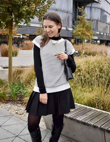 Zeagoo Women's Cap Sleeve Sweaters Vest Crew Neck Knit Sweater Tops 2025 Casual Summer Sleeveless T Shirt4