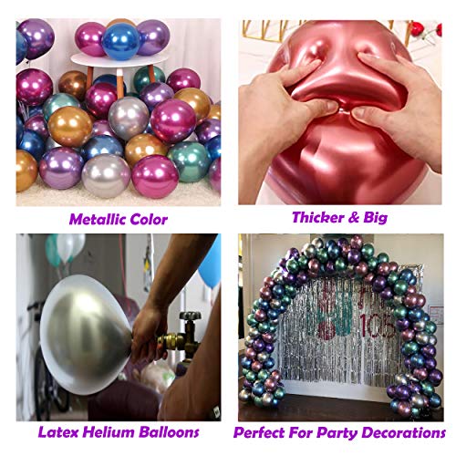 Colorful 12-Inch Metallic Latex Balloons (50 Pack) for Parties, Weddings, and Baby Showers
