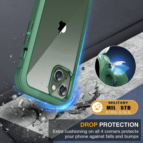 Image of Miracase Compatible with iPhone 13 case 6.1 inch, 2023 New Full-Body Glass Clear Case Bumper Case with Built-in 9H Tempered Glass Screen Protector for iPhone 13, Acacia Green