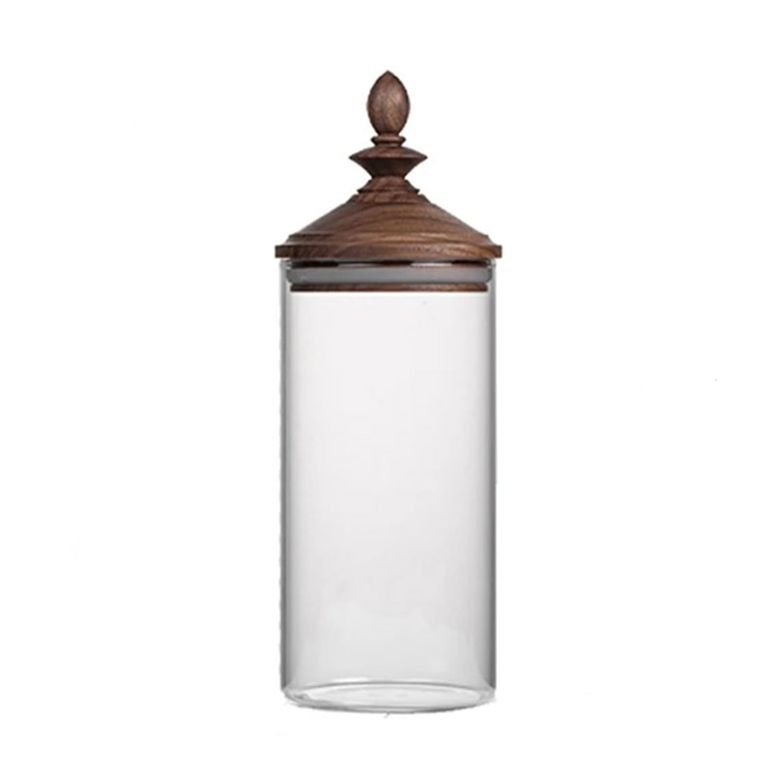AXUYU Glass Coffee Bean Container, Airtight Retro Wooden Lid, Spice Jars with spoon, Kitchen Storage Canister for Tea, Spice, and More (800ML)
