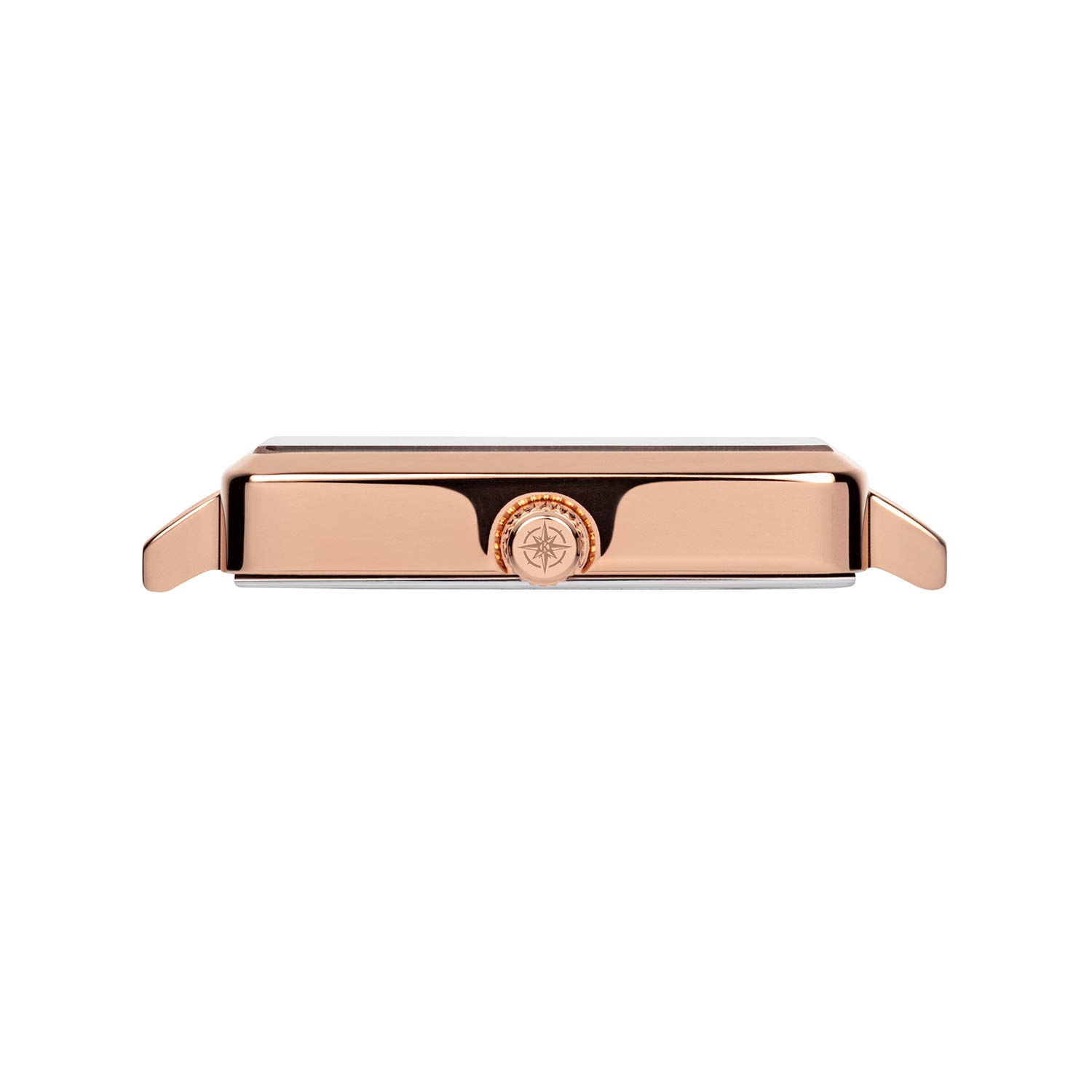 Carre - Reloj plano para mujer con correa milanesa y cristal de zafiro, 26 x 28 mm, diámetro de acero inoxidable, fecha en diferentes variantes, oro rosa/nácar, Pulsera