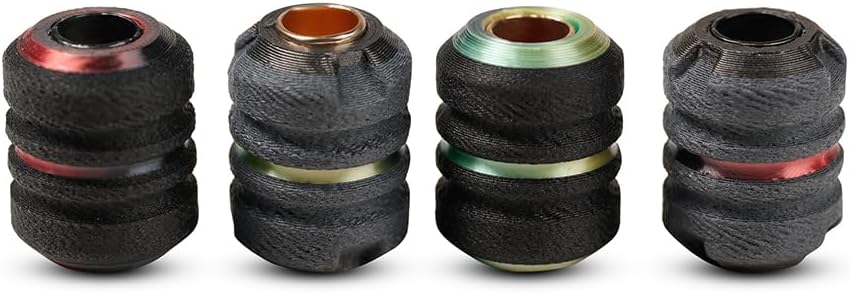 Low-Profile-Double-Double Pack-Carbon Fiber-Infused Large-Hole Lanyard Beads for 550 Paracord/EDC Gear- Made in USA by Dynamic Arts and Crafts-4pc Set